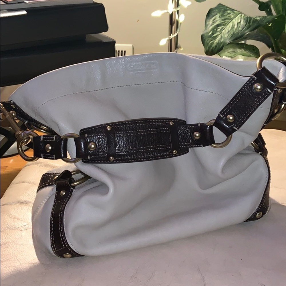 Elegant White and Brown Women's Bag